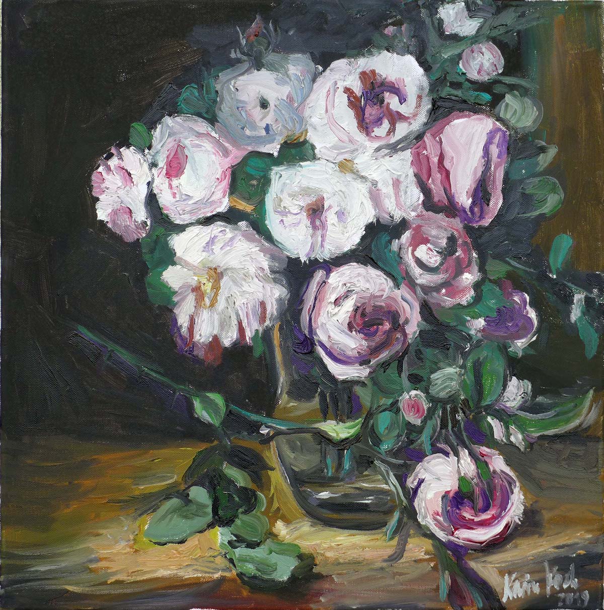 Rosen, Öl auf Leinwand, 40 x 40 cm